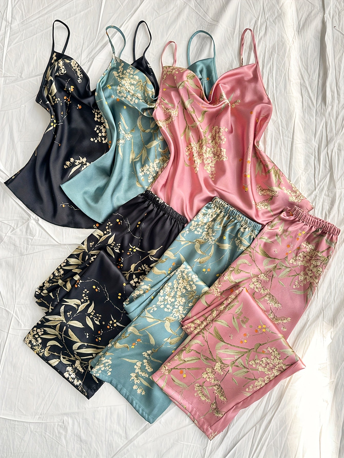 [Ruffled Collar Pajama] 6pcs Four Seasons Ruffled Collar Suspender Pants and Pajama Set