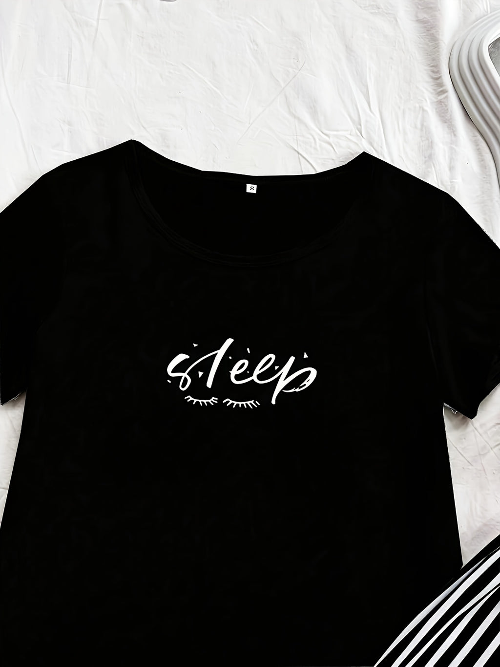 Simple Letter Pattern Women's Pajama Three-Piece Set