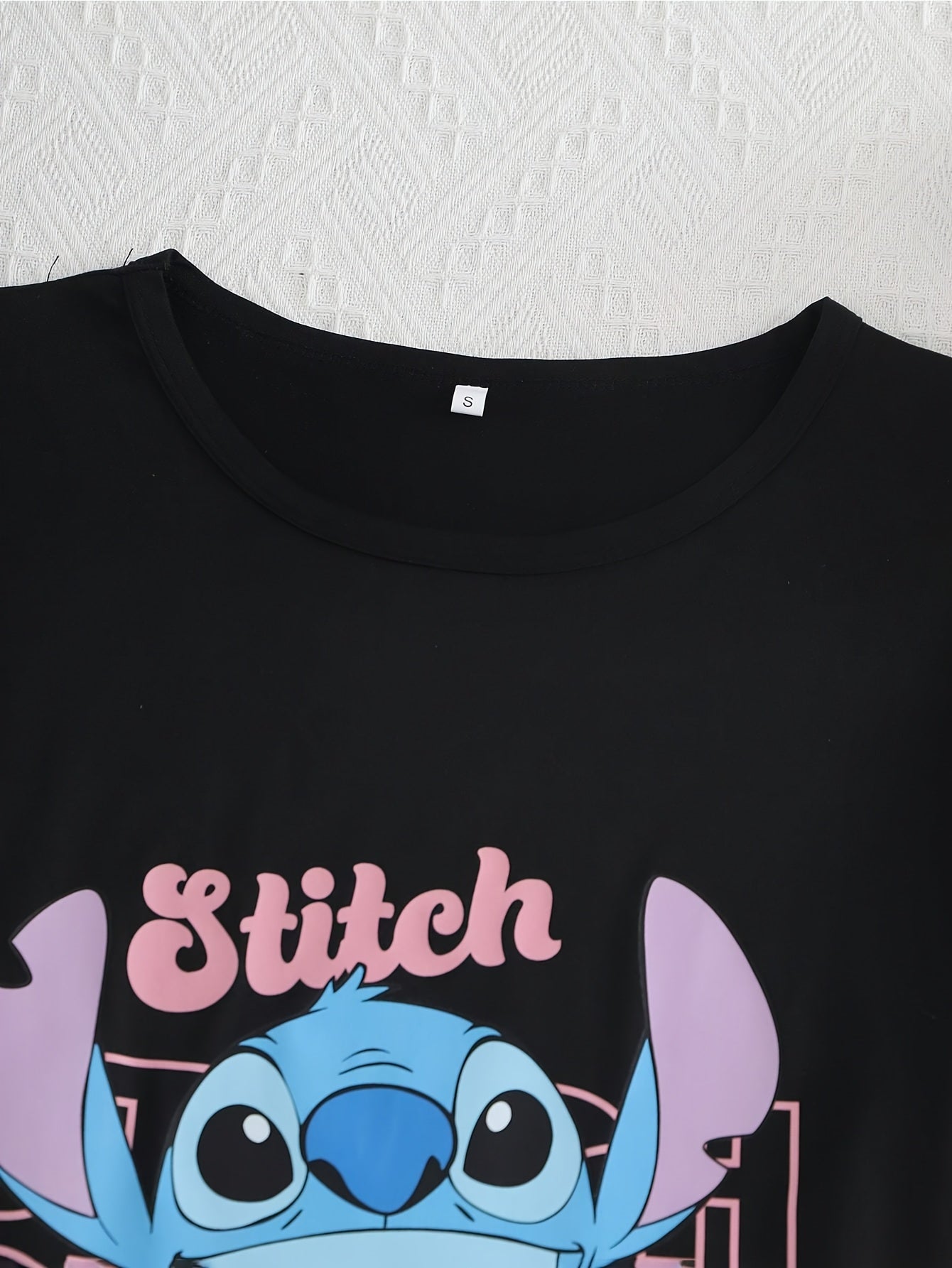 Stitch Women'S 3pcs Pajama Set - Casual Crew Neck Short Sleeve Top, Shorts & Pants with Cute Stitch Print, Soft Polyester Fabric, Perfect for Spring/Summer Loungewear, Loungewear|Playful Design|Soft Fabric