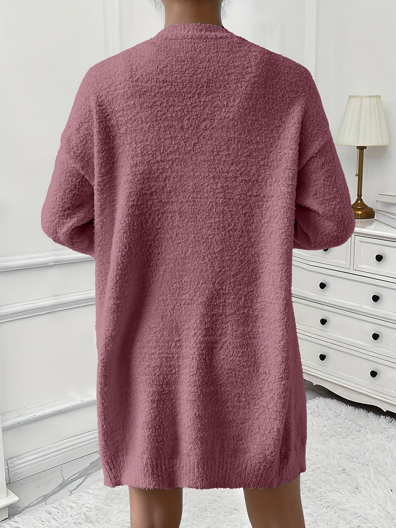 [Cozy Fleece Lounge Set] Cozy Fleece Women's Casual Lounge Set | Long Sleeve Cardigan & V Neck Tank Top & Shorts, Soft Relaxing Home Outfit, Comfort Wear for Fall & Winter